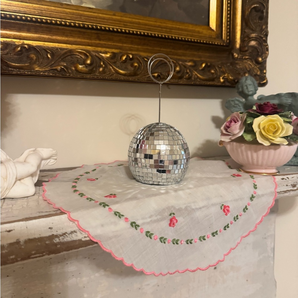 Silver Disco Ball photo holder